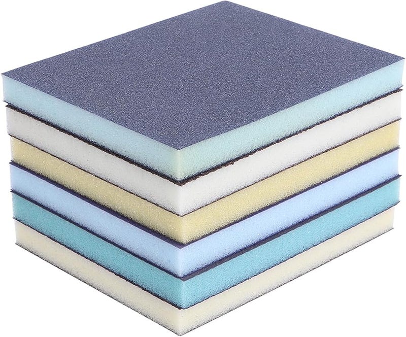 6Pcs Dual Sided Polishing Sponges Sanding Blocks Set 80 220 Grits Flexible Grinding Sponge - Image 1